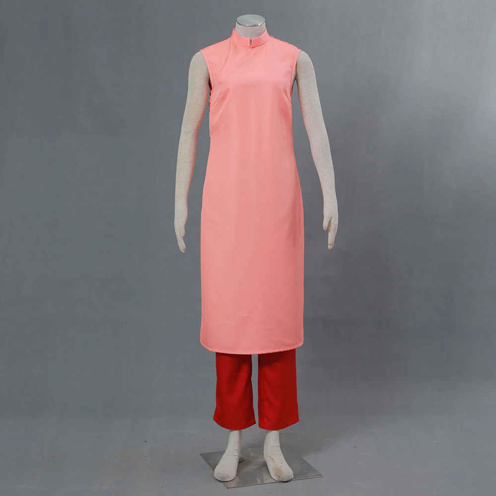 Dragon Ball Costume Chichi Married Pink Cosplay Suit with Accessories for Women and Kids - Image 5